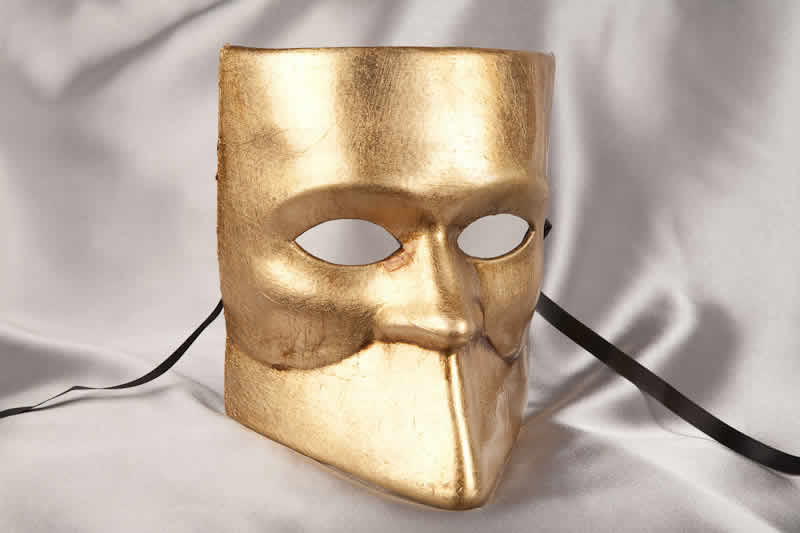 One colour Venetian Bauta Mask in Gold