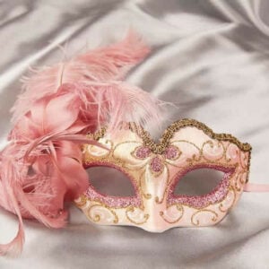 Pink baby piuma small masquerade mask with feathers