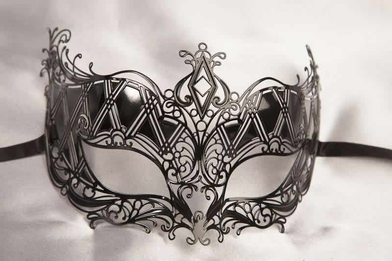 black filigree metal mask for men