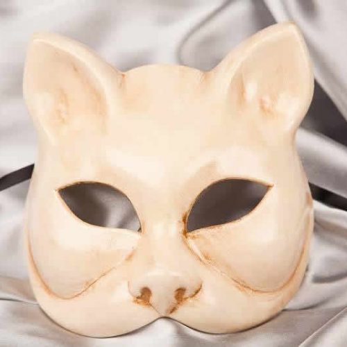 Cream cat Venetian mask for masquerading