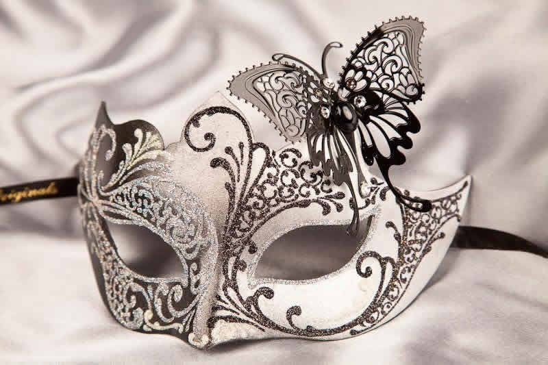 black silver butterfly masquerade ball mask