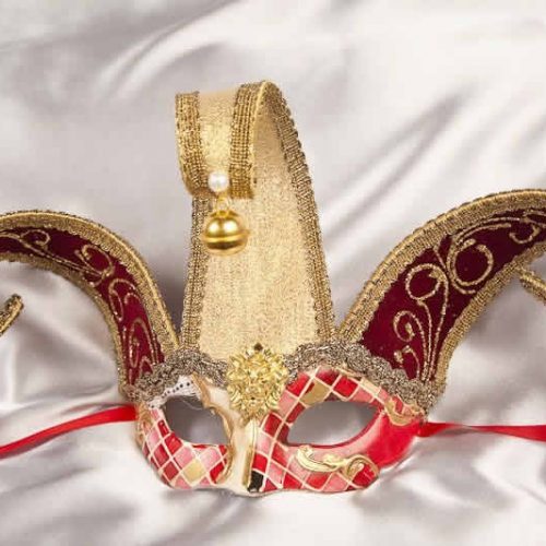 Childs jester Masquerade Mask in Red