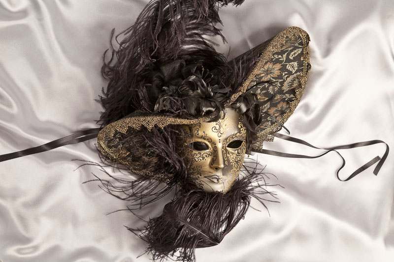 black and gold Venetian wall mask with Hat