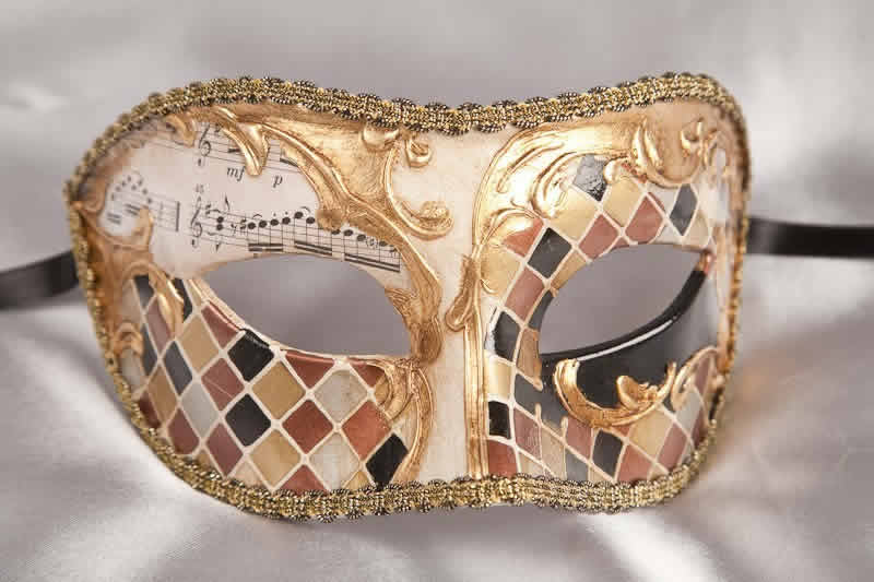 masquerade ball mask Larga Mosaic Gold