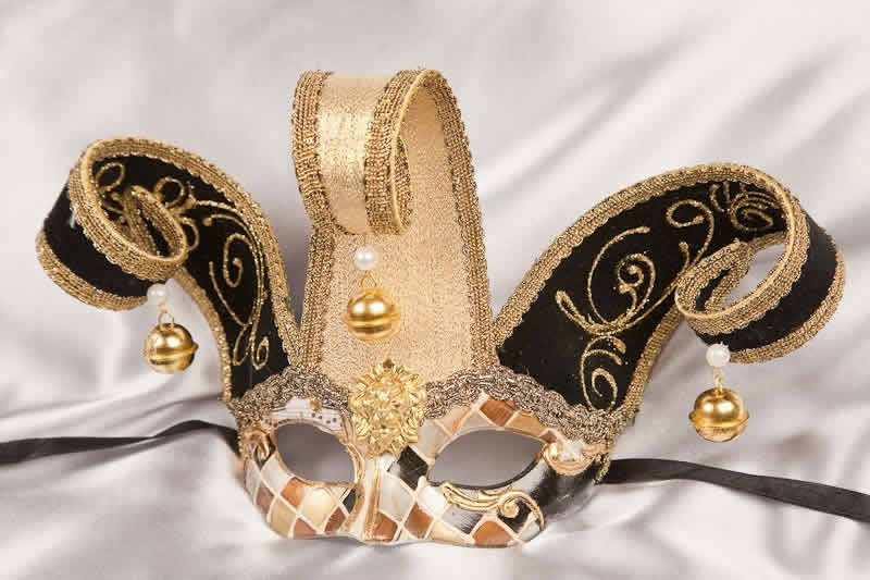 Childs jester Masquerade Mask in black