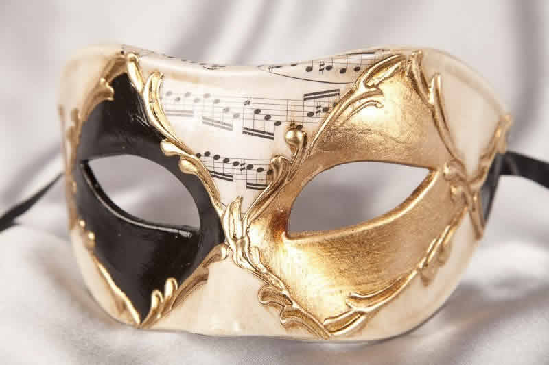 Colombina Losanga masquerade mask in black and gold