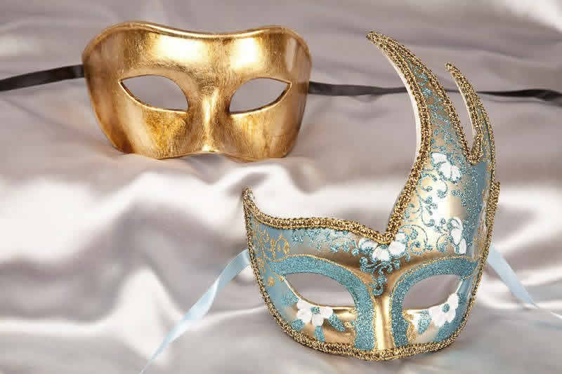 couples masquerade masks turquoise gold