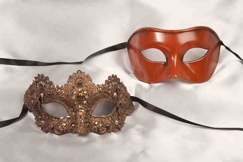 rust brown luxury lace masks for couple