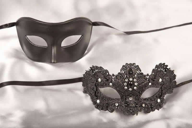 black luxury lace masks for couple