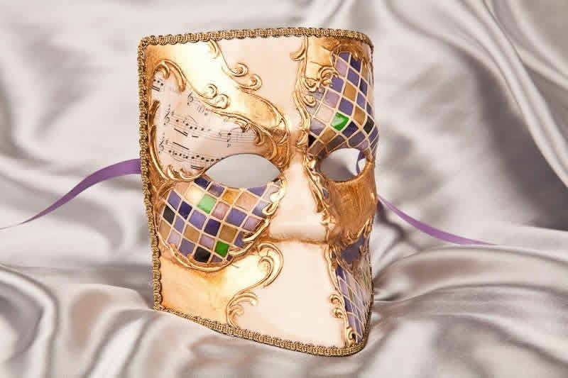 Purple Bauta Mosaic Venetian Masquerade Masks