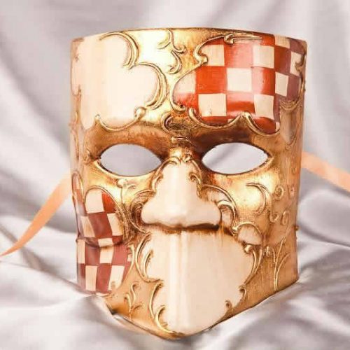 masquerade ball mask Bauta Scacchi Rust Brown