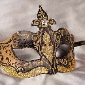 Farfallina Gold Womens masquerade mask in black