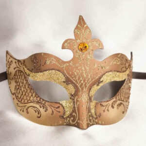 Farfallina Gold Womens masquerade mask in brown