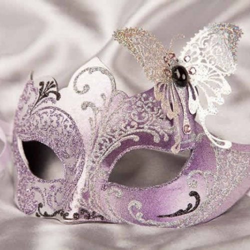 purple silver butterfly masquerade ball mask