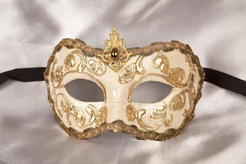 mans luxury mask in cream and gold