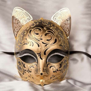 Gatto Fu Gold - Luxury Egyptian Cat Mask with Swarovski Crystals - Image 2