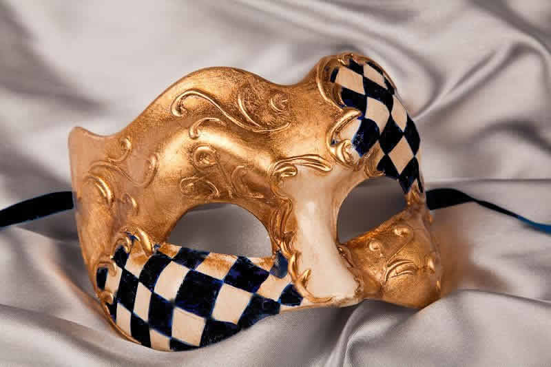 masquerade ball mask Joker Scacchi black