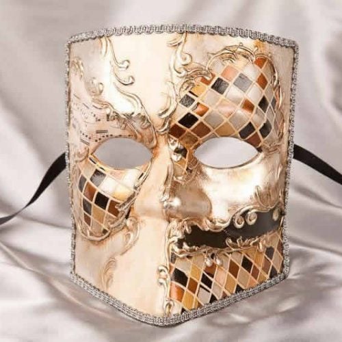 Black Bauta Mosaic Venetian Masquerade Masks