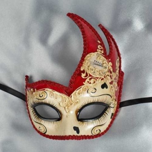 Red love hearts masquerade mask