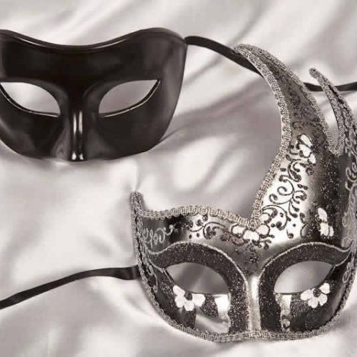 Couples masquerade masks black silver