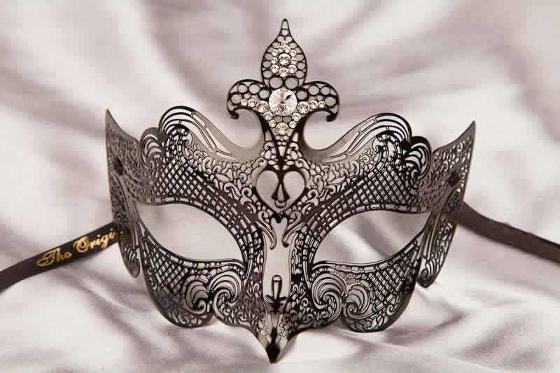 black lace metal masquerade mask