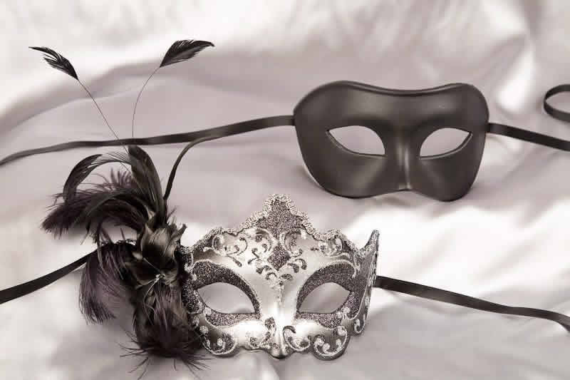 couples masks black silver