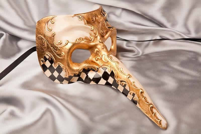 Black Venetian Nose Masks with Diamond Pattern