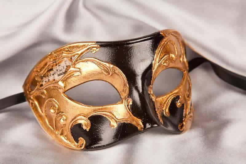 masquerade ball mask Larga Gold black