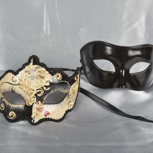 Couples Love heart masks in black