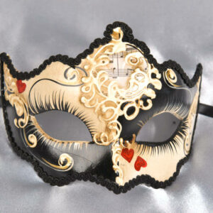 Giglio masquerade ball mask - Black Love me with hearts