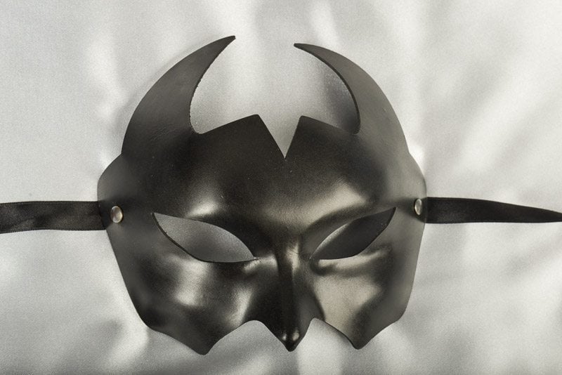 black leather devil mask