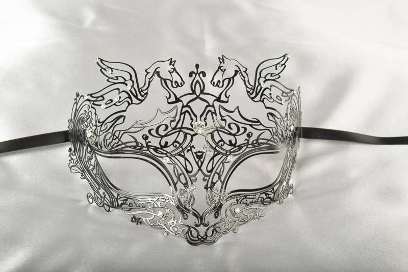 thumbnail image 2 of Black Filigree Metal Venetian Masquerade Mask – Party Ready, Express Post 2 of 6