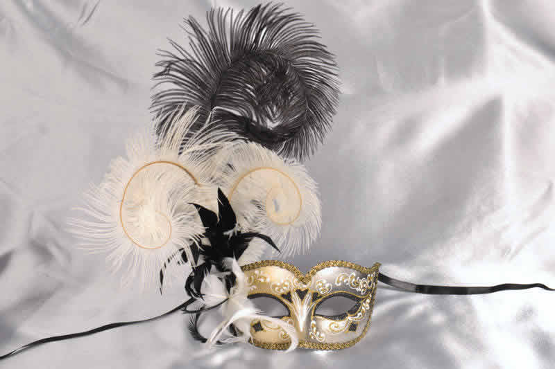 Ladies feathered ball mask - black