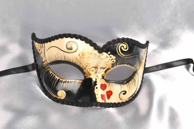 Black Love hearts masquerade mask