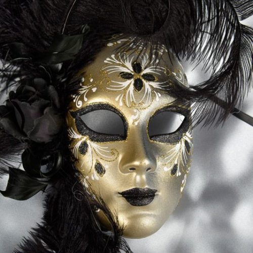 Black feather wall mask - close up detail