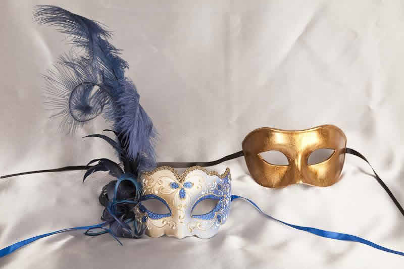 blue gold ball masks for couple