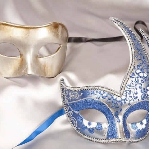 blue silver masquerade ball masks for couple