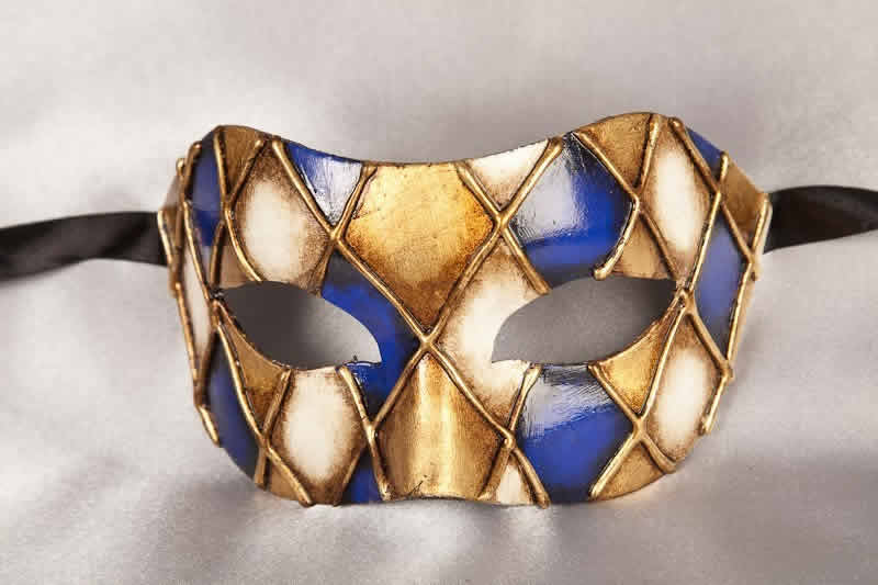 blue gold masquerade mask for man