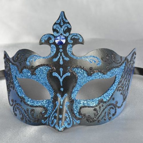 Farfallina masquerade mask in black and blue