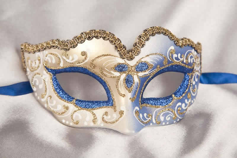 Small masquerade mask Baby Gold in blue