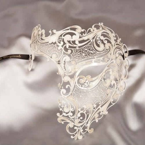 White full face Phantom style Venetian mask