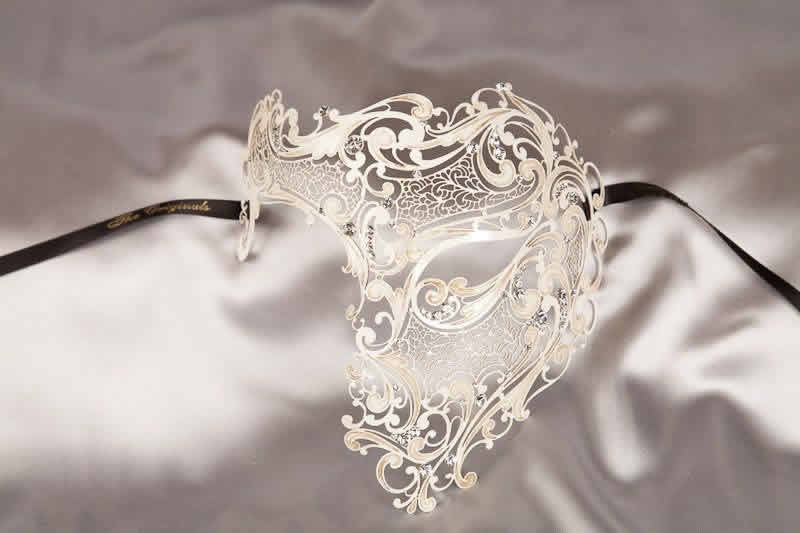 White full face Phantom style Venetian mask