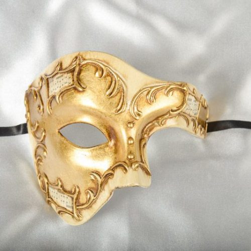 Fantasma Phantom masquerade mask in gold and Cream