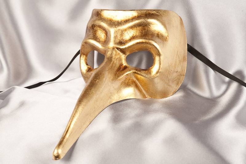 Gold One Colour Venetian Nose Masks for Men