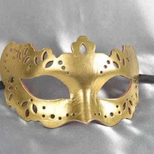 gold leather lace mask