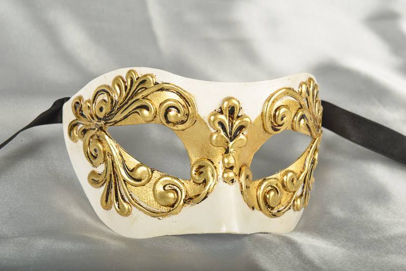 Venetian mask Colombina Occhi in gold and white