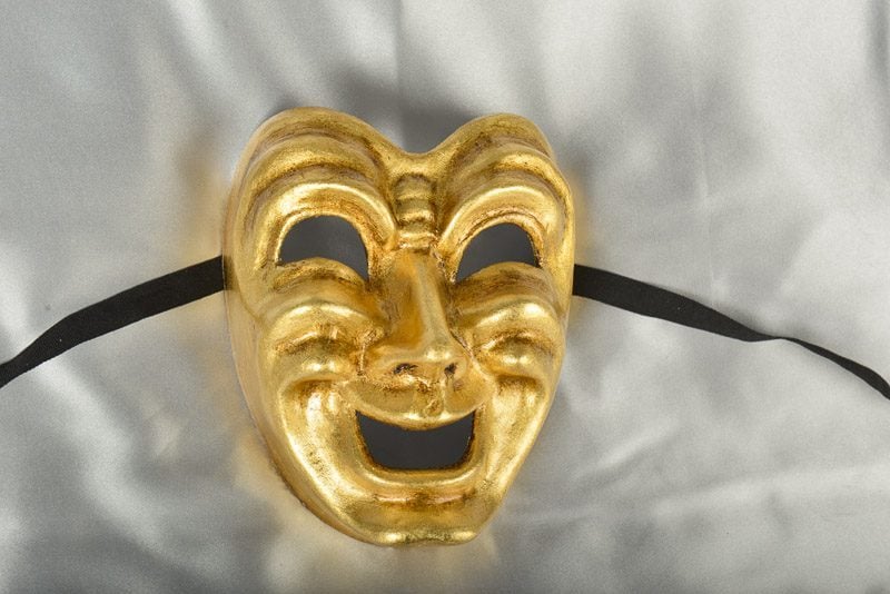 Gold comedy theatre masks