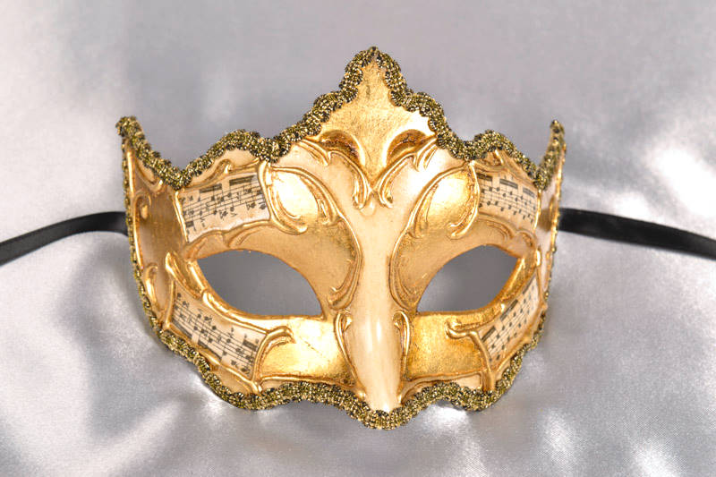 gold and musical masquerade ball mask - Giglio Melody