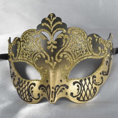 Giglio Iris Venetian mask in black and gold