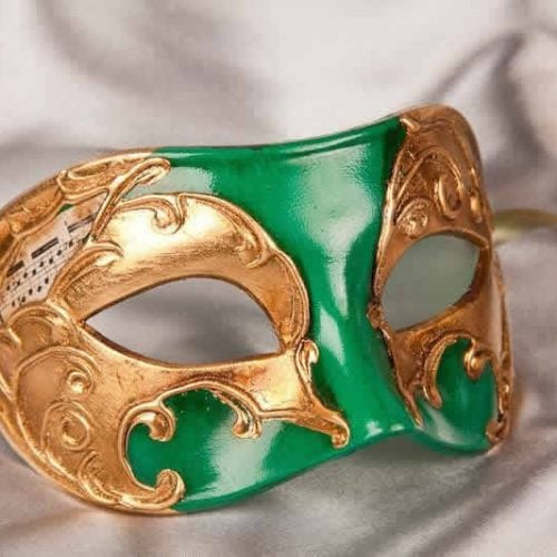 masquerade ball mask Larga gold green